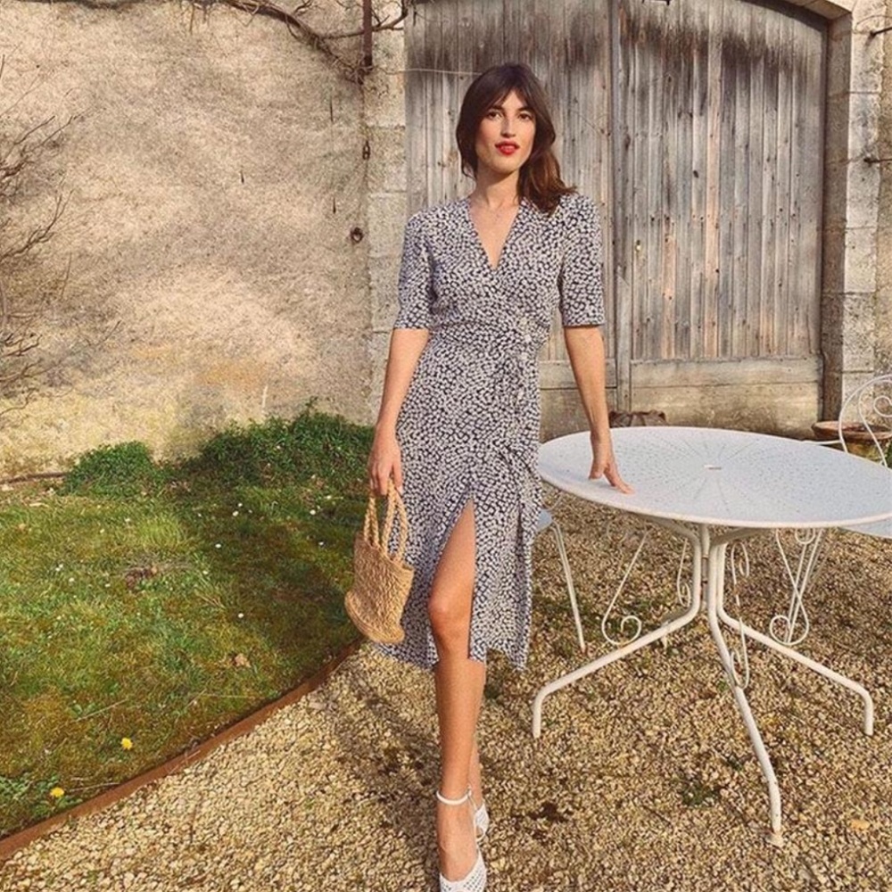 Rouje Gabin Navy Floral Midi Dress